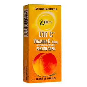 Vitamina C copii piersica 100 mg, 30 comprimate masticabile, Adya Green Pharma