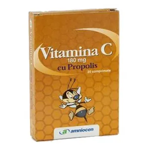Vitamina C cu propolis 180 mg, 20 comprimate, Amniocen