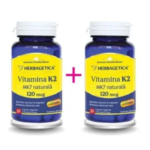 Vitamina K2 MK7 naturala 120 mcg, 30 capsule 1+1 cu 50% REDUCERE, Herbagetica