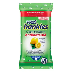 Wet hankies şerveţele umede antibacteriene lemon, 15 bucaţi, Interstar Chim