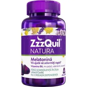 ZzzQuil Natura melatonina, Vitamina  B6, musetel, valeriana si lavanda, 60jeleuri, PROCTER & GAMBLE